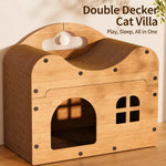 Corrugated Cardboard Cat House with Integrated Scratching Surface