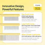 3-Piece Pet Grooming Comb Set for Cats & Dogs