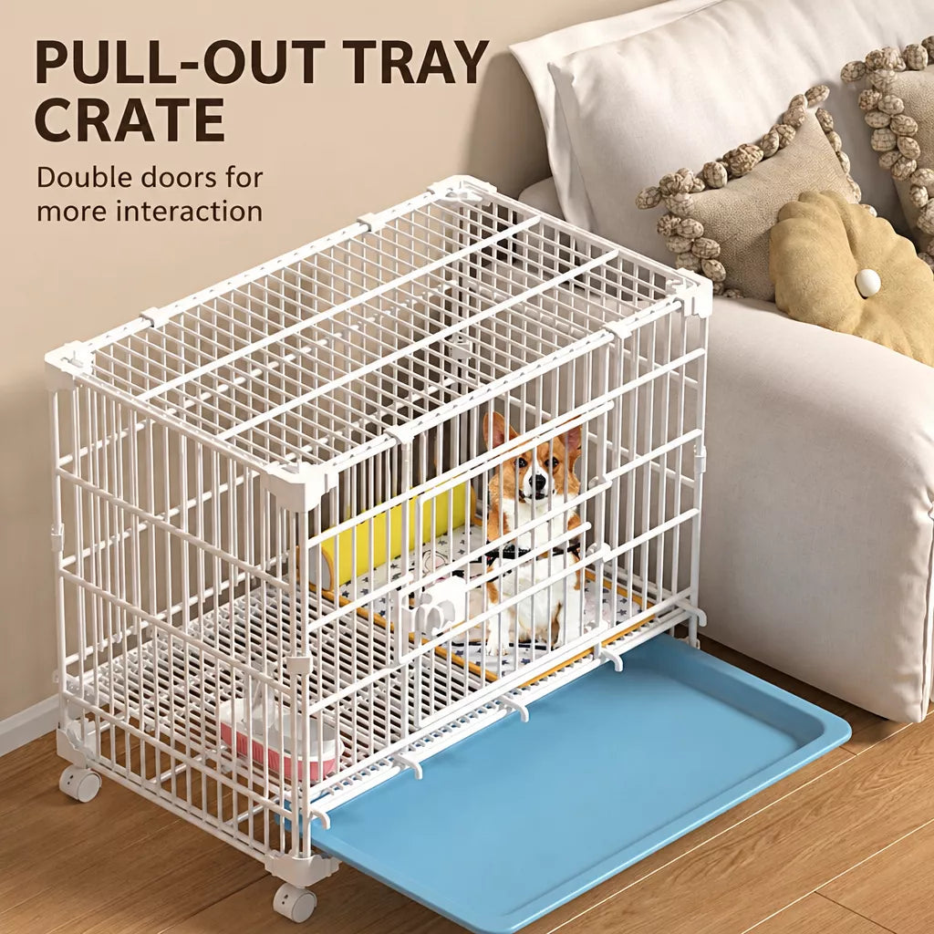 Reinforced Stackable Indoor Dog Crate with Toilet Tray