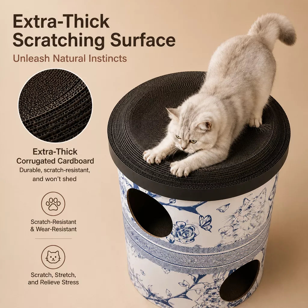 Three-Level Milk Tea Cup Cat Scratcher House