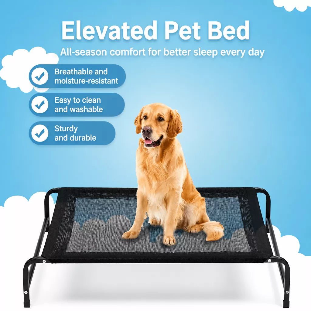 Elevated Dog Bed with Nylon Cot and Stainless Steel Frame