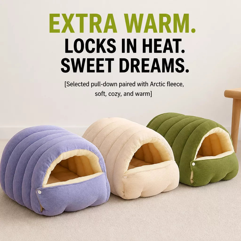 Semi-Enclosed Washable Pet Bed for Cats and Dogs