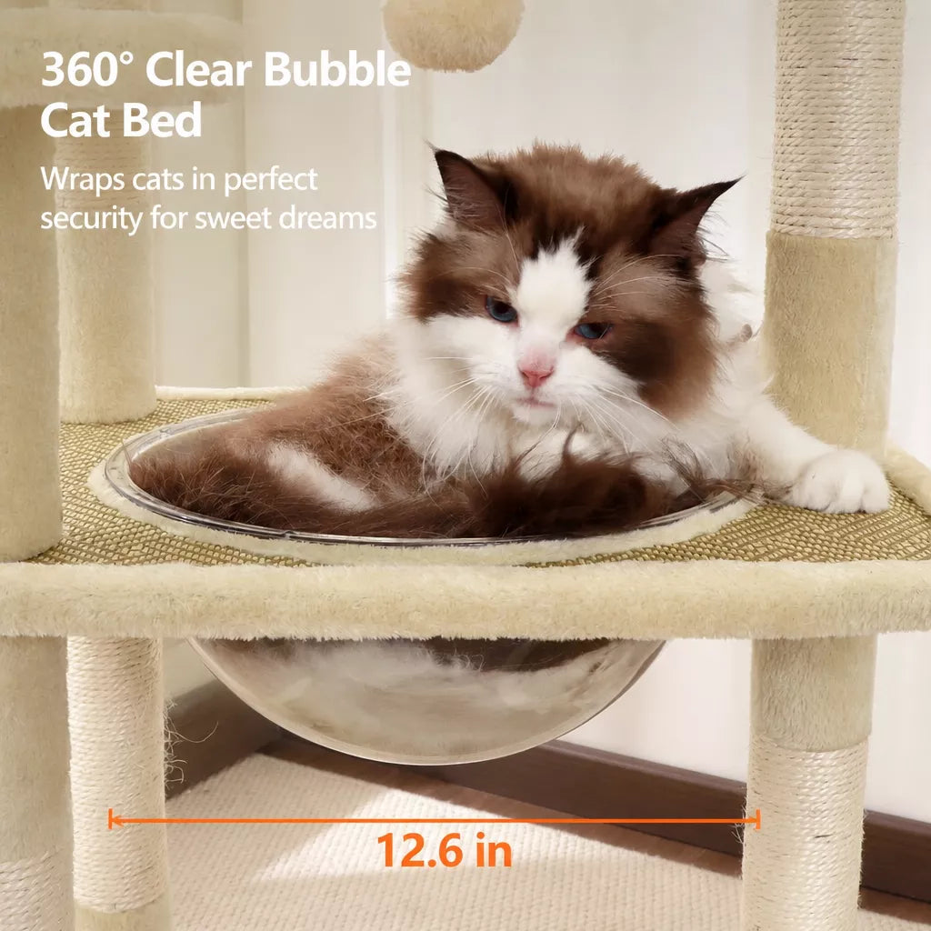 Space-Themed Cat Tree with Hideaway and Perch