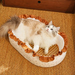 French-Style Cat Bed with Rocking Cradle Base