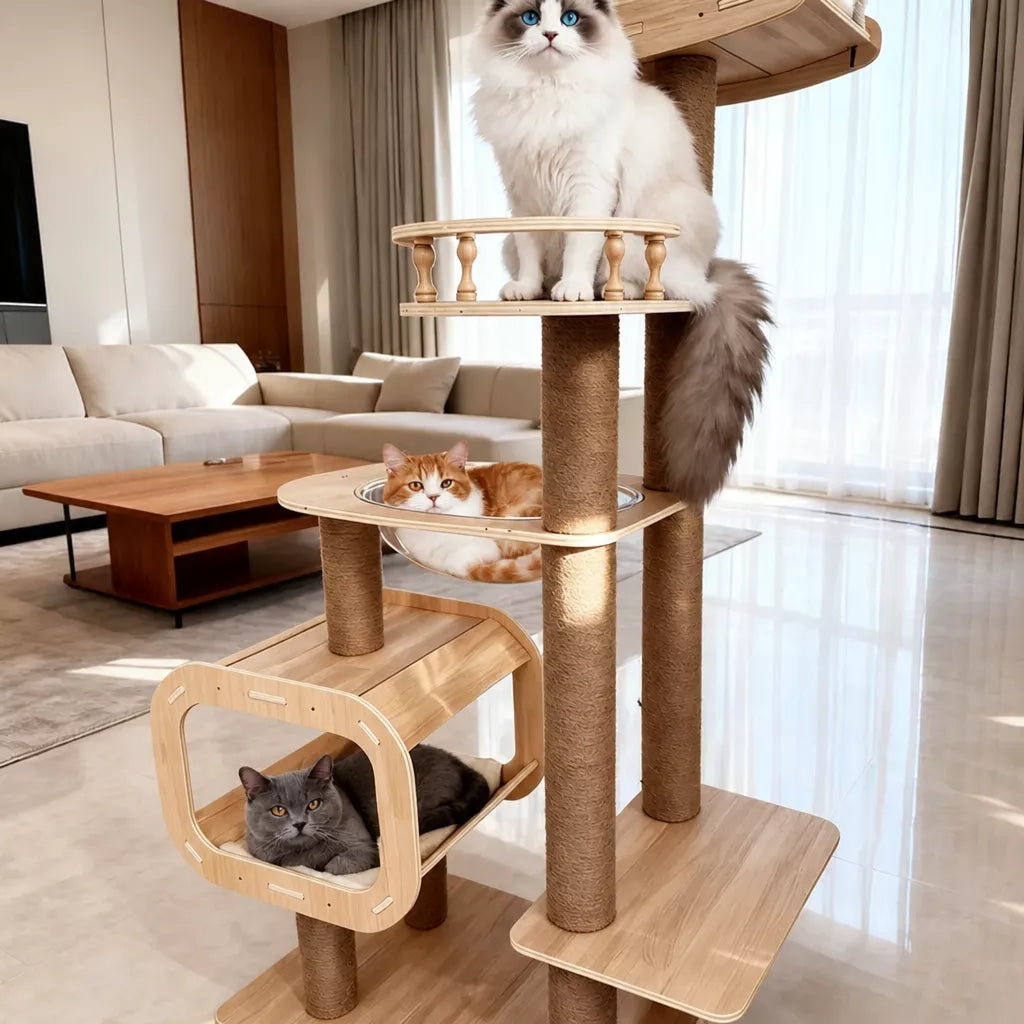 Multi-Level Cat Tree with Hideaway, Capsule Perch and Scratching Posts