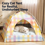 Semi-Enclosed Cat Tent Bed with Removable Mat