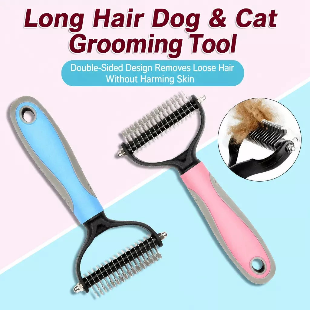 Double-Sided Dematting & Grooming Brush for Dogs and Cats