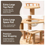 Solid Wood Cat Tree with Hideaways, Perches and a Scratch Toy