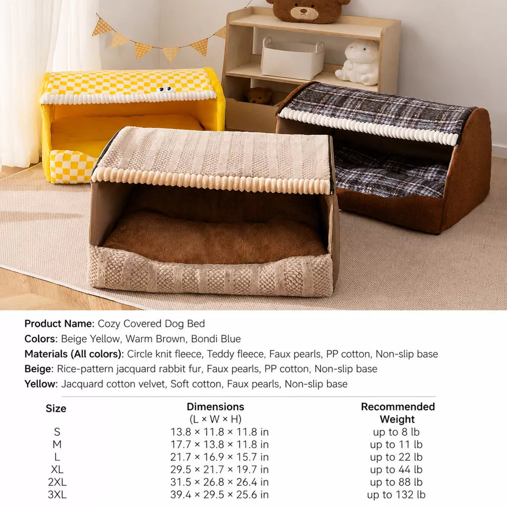 Enclosed Pet Bed with Removable, Washable Cover