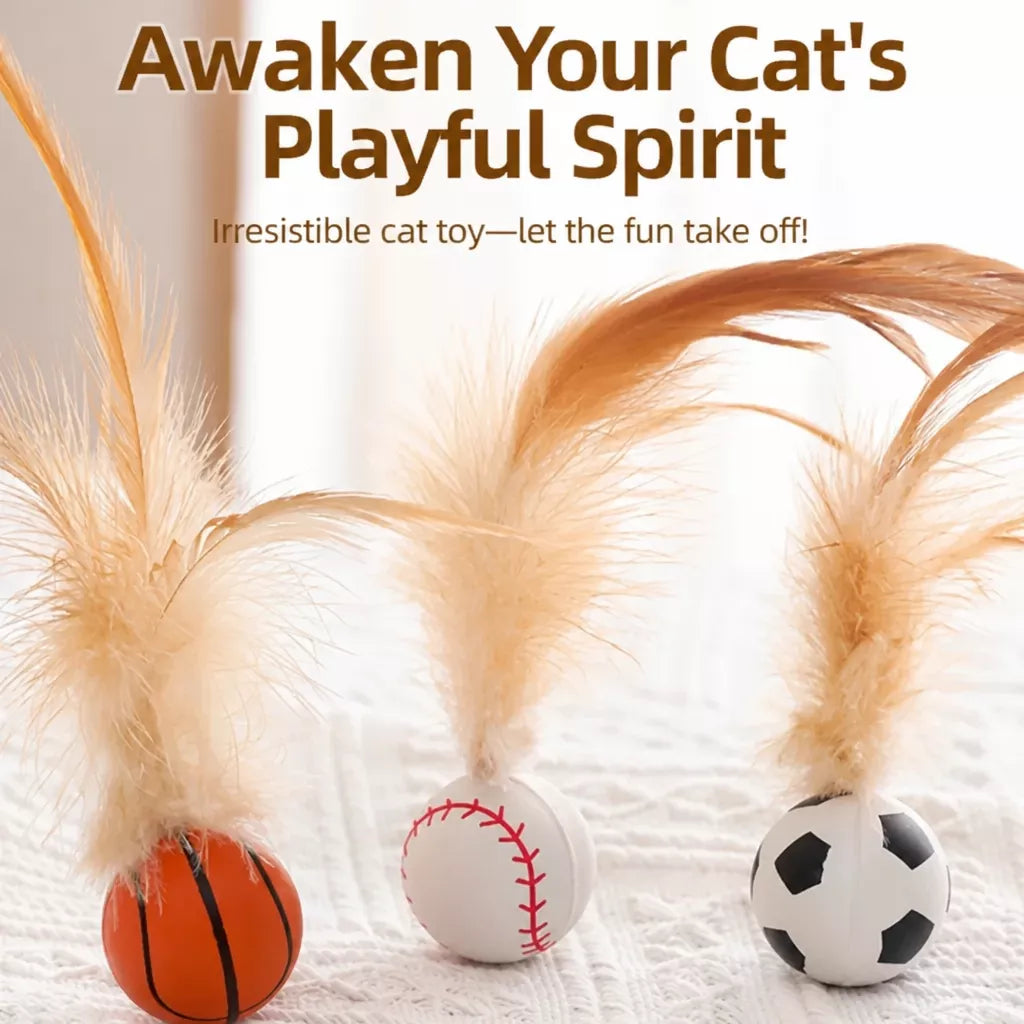Cat Feather Teaser Ball Toy