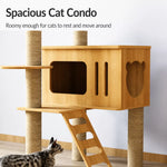 Solid Wood Cat Tree with Hideaway and Scratching Posts
