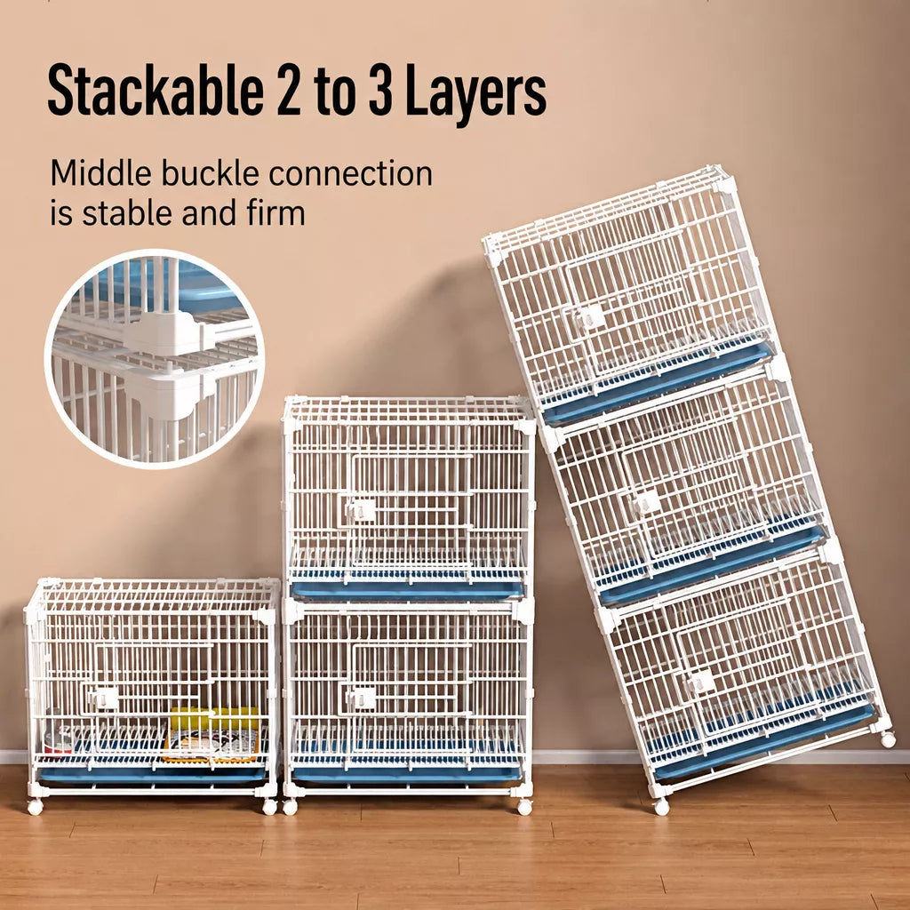 Reinforced Stackable Indoor Dog Crate with Toilet Tray