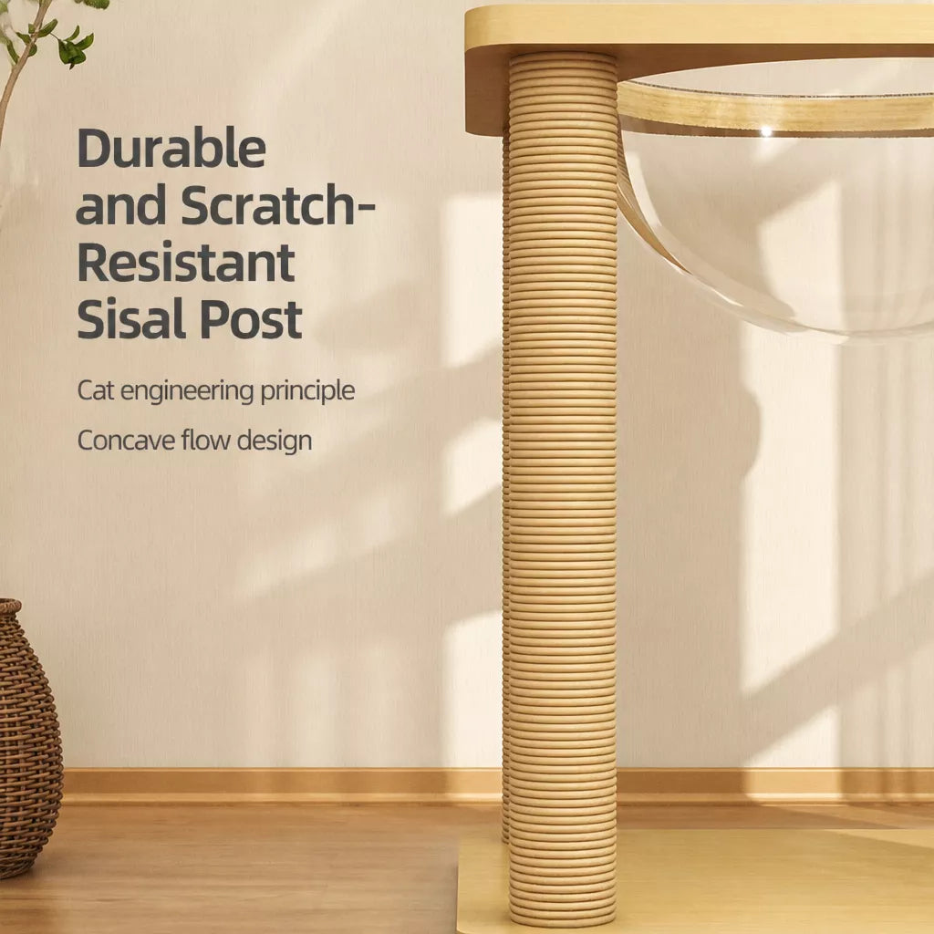 Cat Tree with Enclosed Cat House and Scratching Board