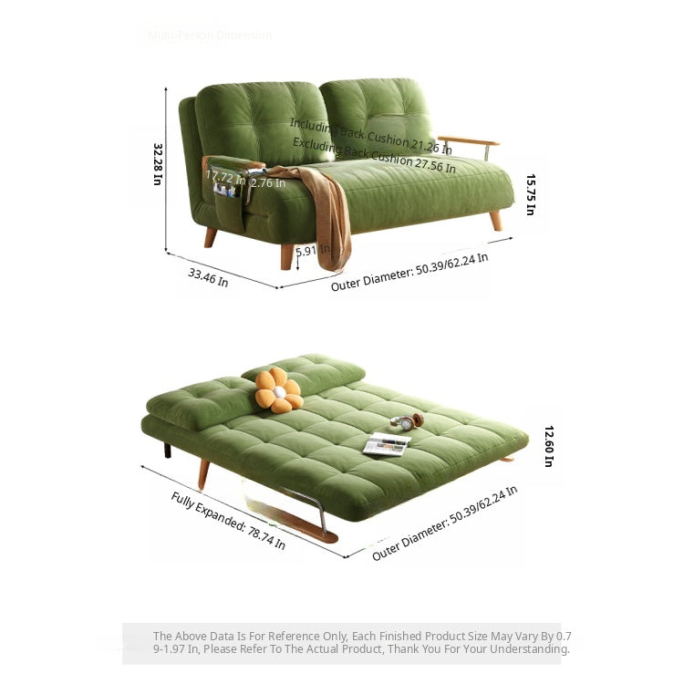 Fold-Out Sofa Bed with Scratch-Resistant Fabric and Solid Wood Legs mgj-0212-green