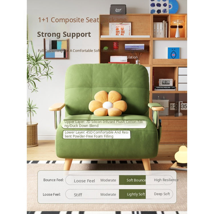 Fold-Out Sofa Bed with Scratch-Resistant Fabric and Solid Wood Legs mgj-0212-green