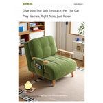 Fold-Out Sofa Bed with Scratch-Resistant Fabric and Solid Wood Legs mgj-0212-green