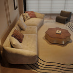 Minimalist French Cream Chenille Fabric Sectional Sofa for Living Room mxza-0207-48