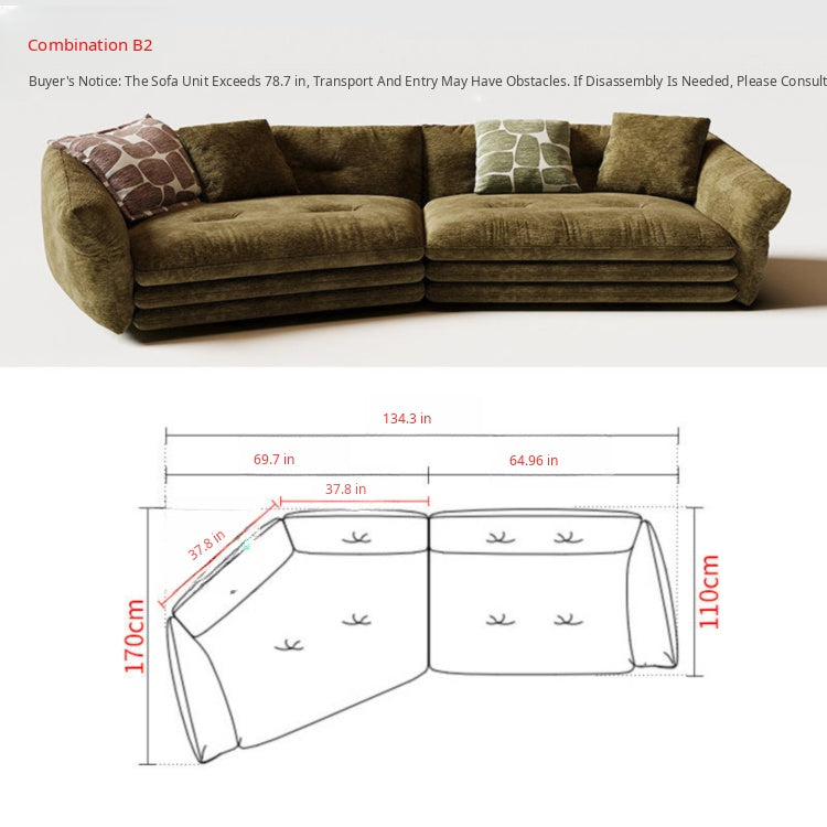 Minimalist French Cream Chenille Fabric Sectional Sofa for Living Room mxza-0207-48