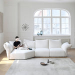 Luxurious White Pine Chenille Sofa with Plush Down Cushioning my-352