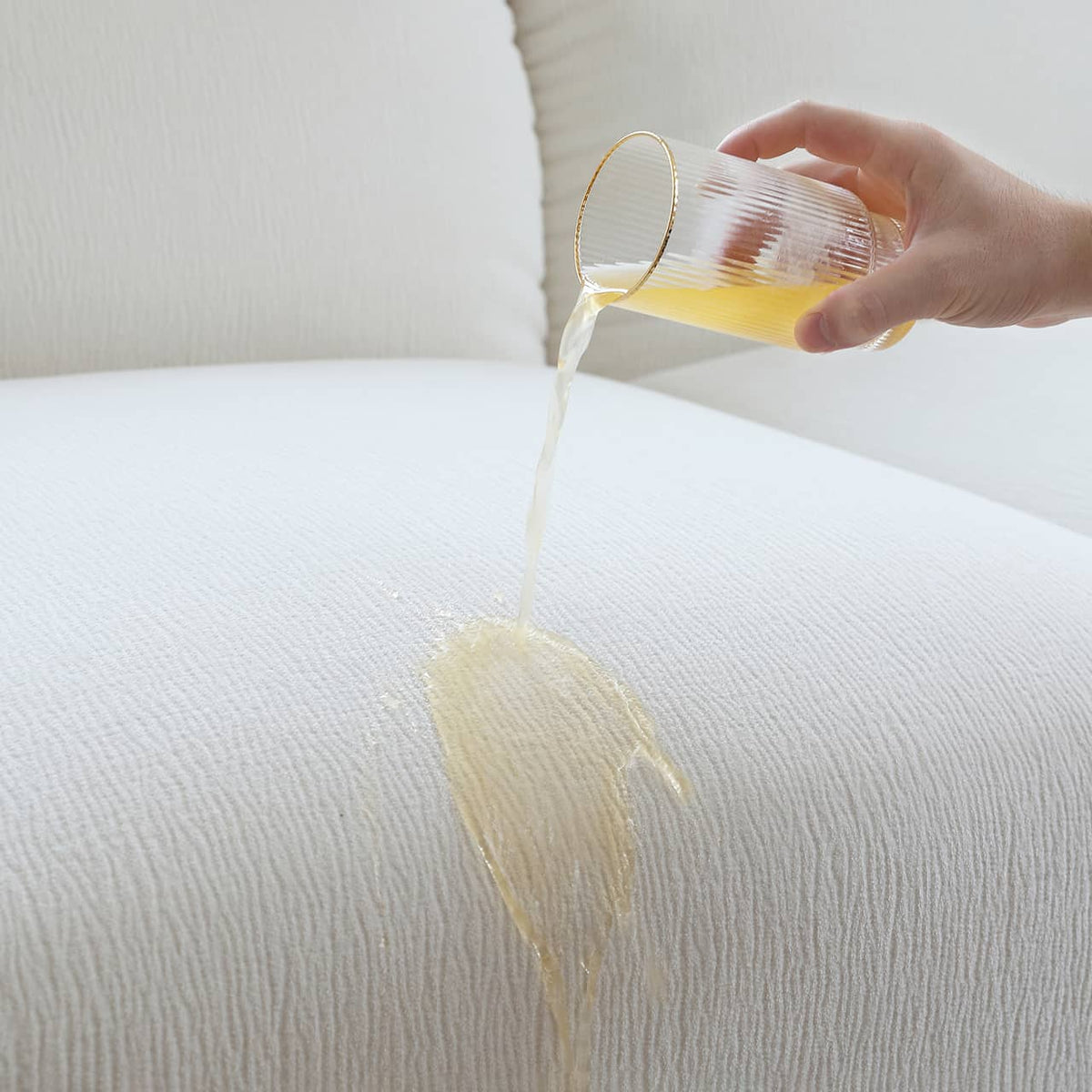 Luxurious White Pine Chenille Sofa with Plush Down Cushioning my-352