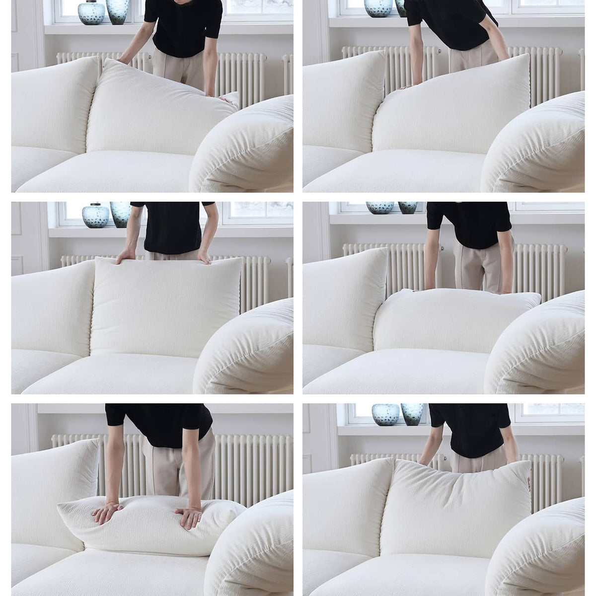 Luxurious White Pine Chenille Sofa with Plush Down Cushioning my-352