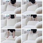 Luxurious White Pine Chenille Sofa with Plush Down Cushioning my-352