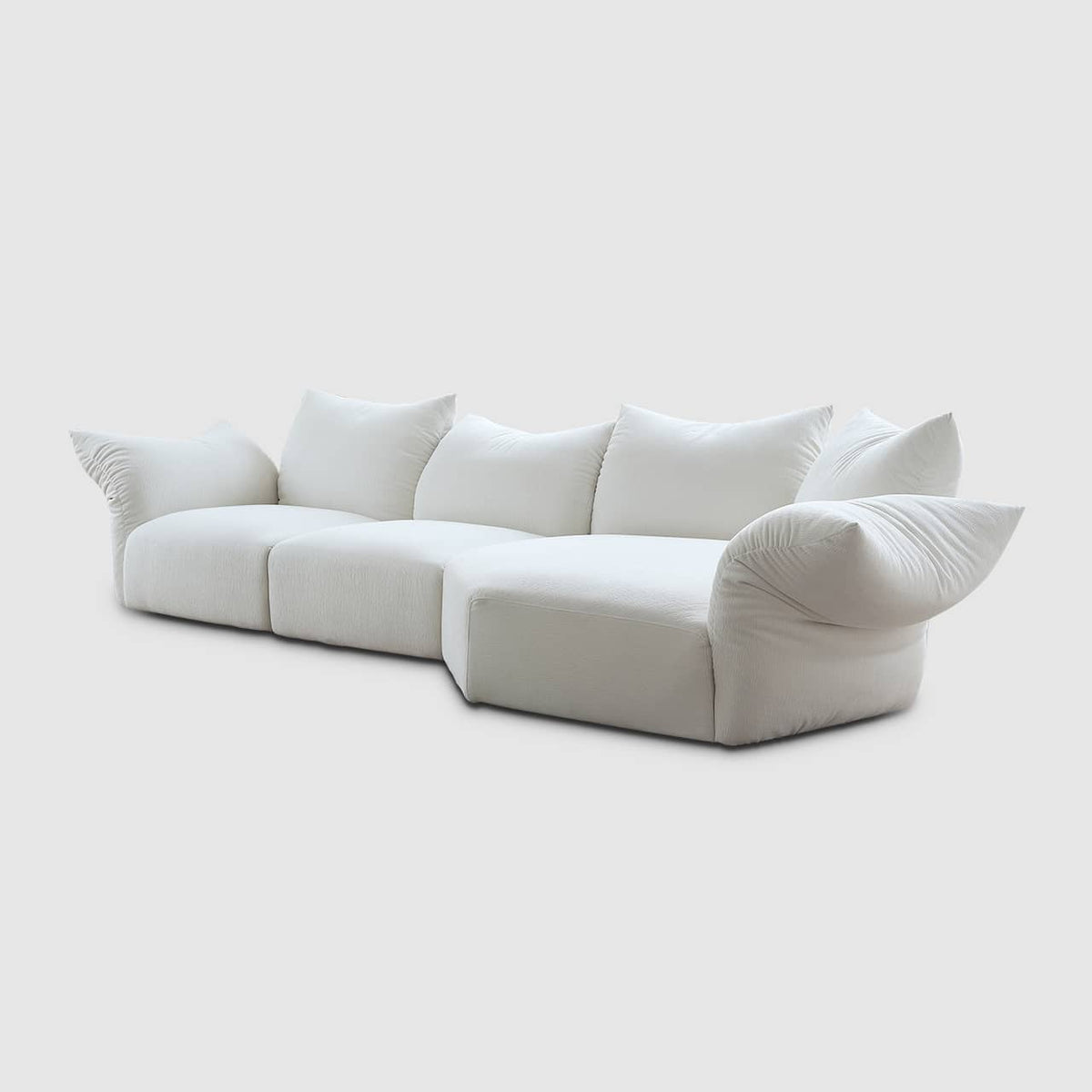 Luxurious White Pine Chenille Sofa with Plush Down Cushioning my-352