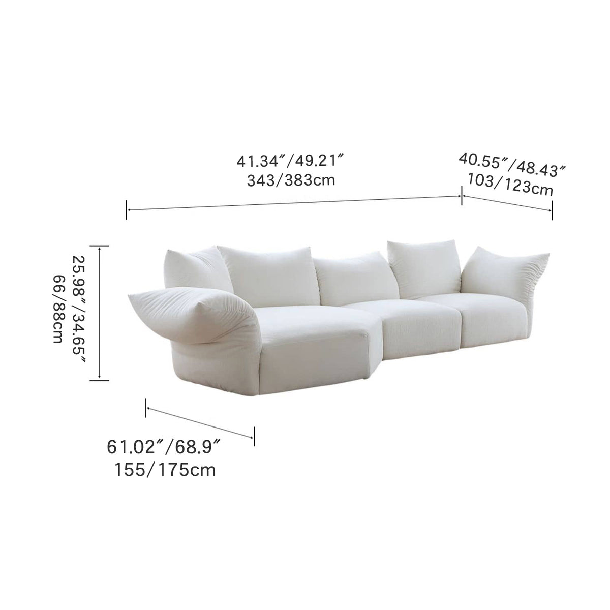 Luxurious White Pine Chenille Sofa with Plush Down Cushioning my-352