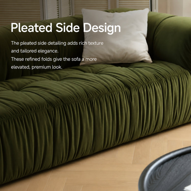 Modern Green and White Fabric Sofa, Cream Style 3-Seater Color-Block Couch for Living Room my-354