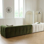 Modern Green and White Fabric Sofa, Cream Style 3-Seater Color-Block Couch for Living Room my-354