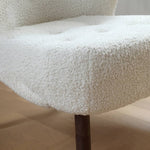 Luxurious White Walnut Wood Chair with Soft Faux Lambswool Upholstery my-361