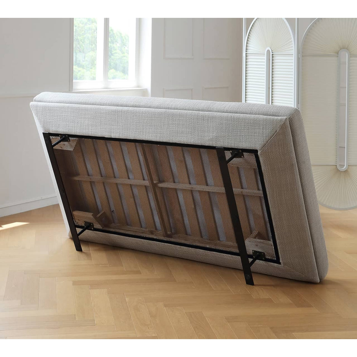 Contemporary Light Gray Sofa - Pine Wood Frame with Soft Cotton-Ramie Blend Upholstery my-364