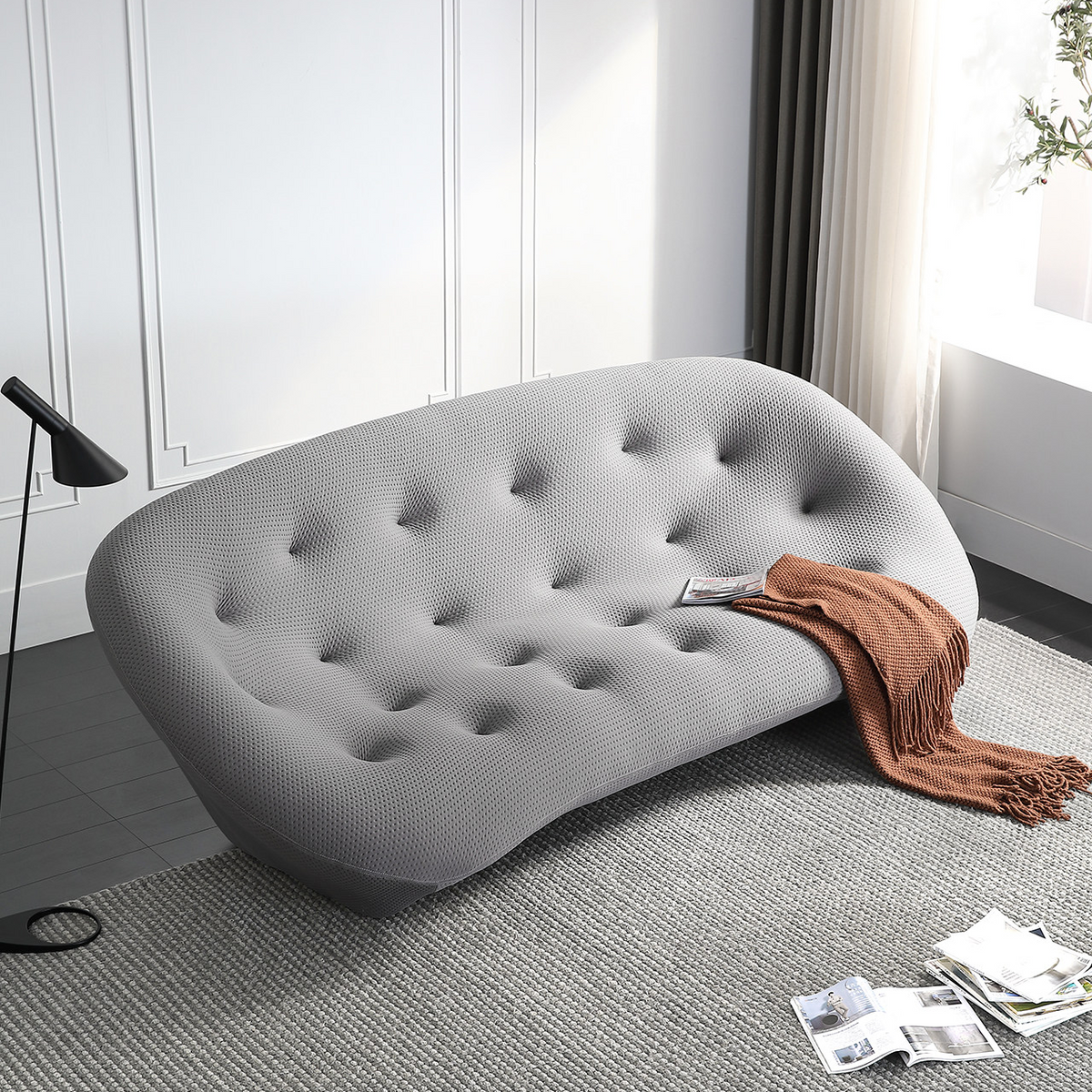 Modern Gray Shell-Inspired Sofa, Italian Minimalist Irregular Couch for Living Room my-370