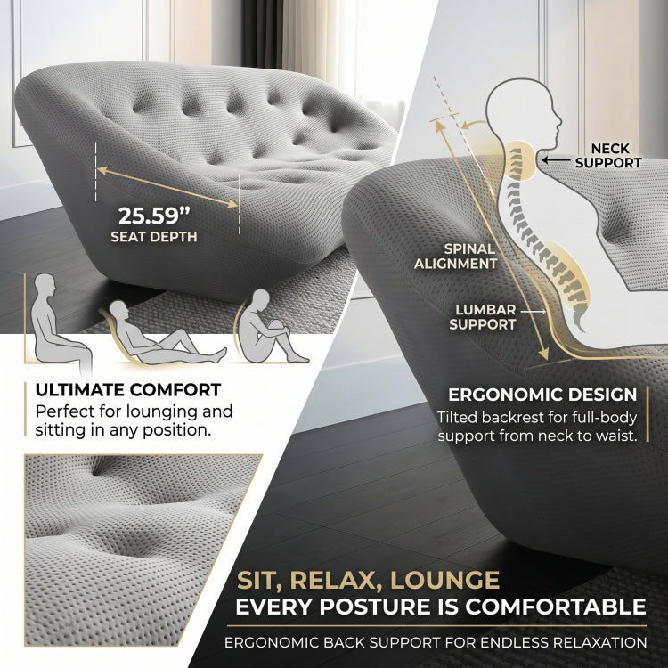 Modern Gray Shell-Inspired Sofa, Italian Minimalist Irregular Couch for Living Room my-370