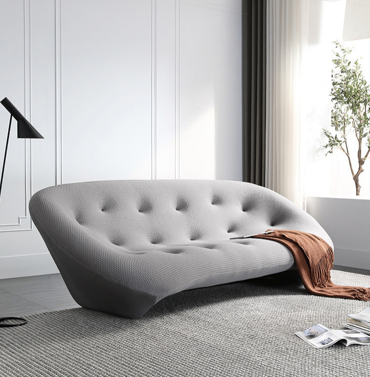 Modern Gray Shell-Inspired Sofa, Italian Minimalist Irregular Couch for Living Room my-370