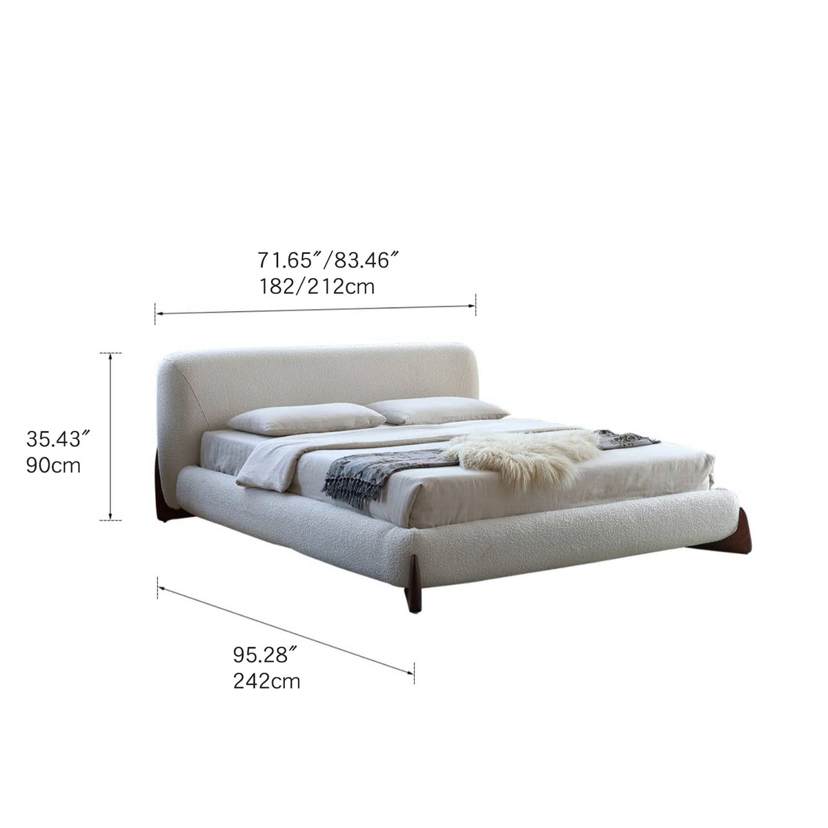 Elegant Bed Frame in White Pine & Ash Wood - Premium Quality and Craftsmanship my-375