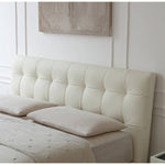 Stylish Bed Frame with Light Brown Pine and Leather Finish my-376