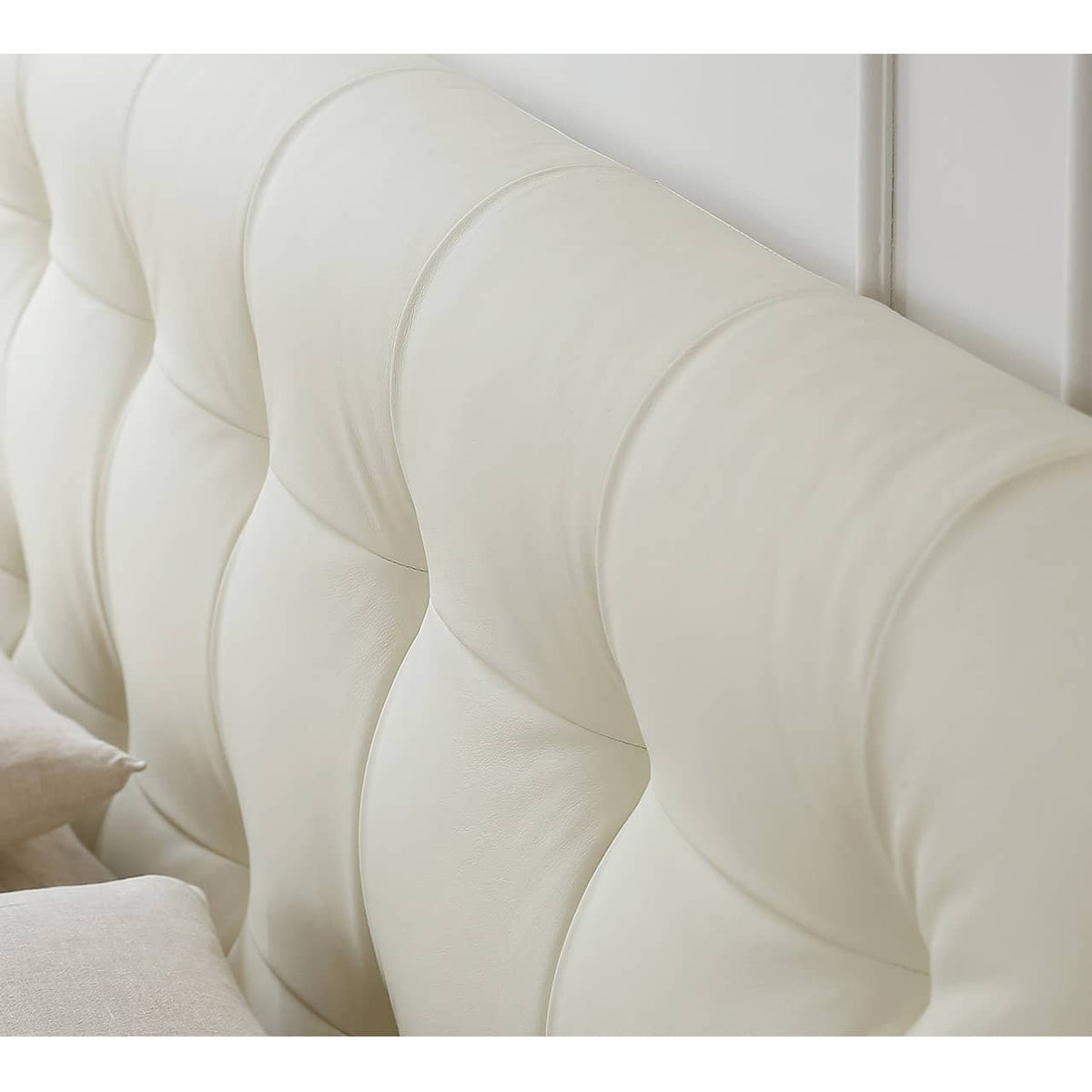 Stylish Bed Frame with Light Brown Pine and Leather Finish my-376