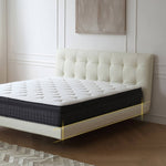 Stylish Bed Frame with Light Brown Pine and Leather Finish my-376