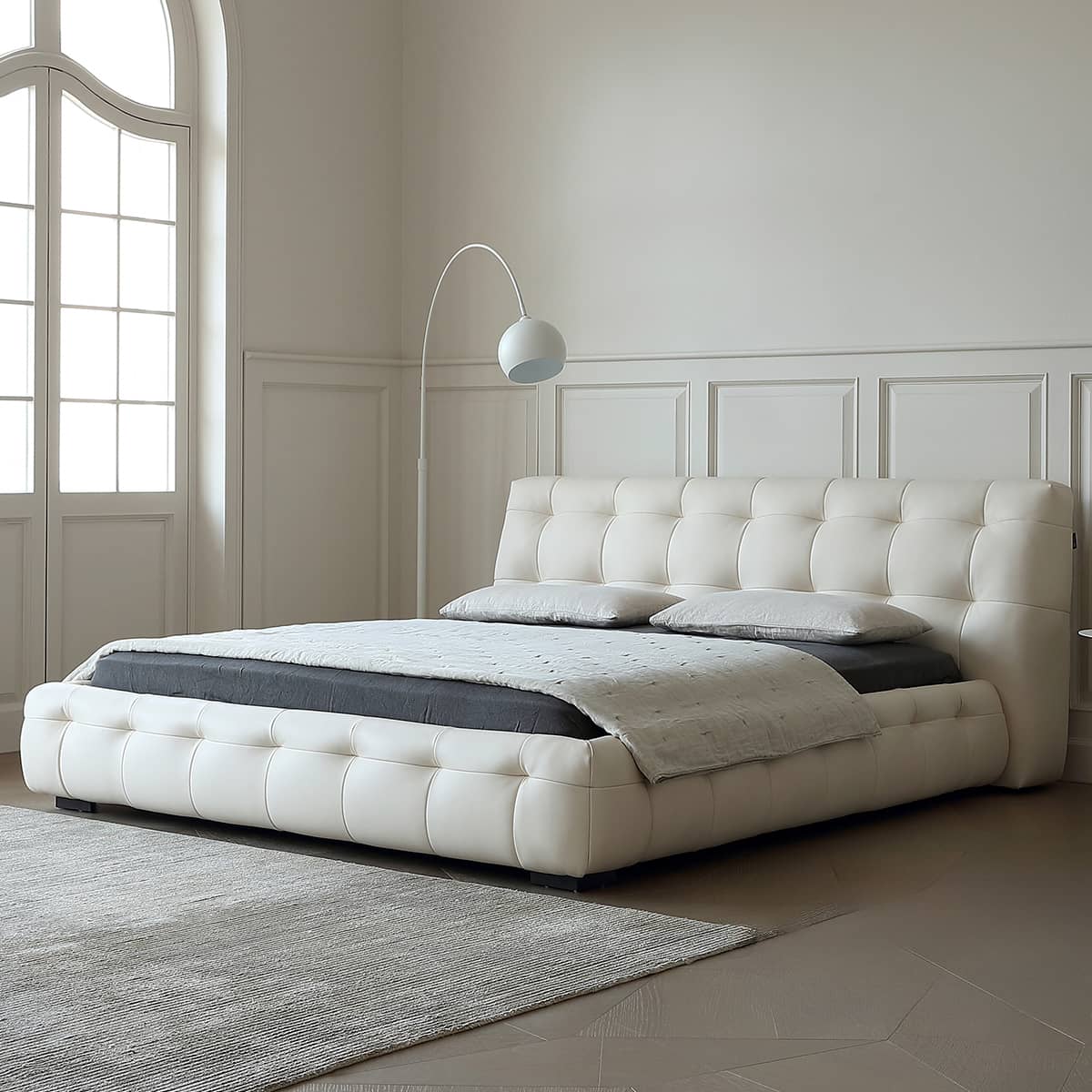 Luxurious White Pine Bed with Faux Lambswool and Silk Floss Comfort my-378