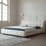 Luxurious White Pine Bed with Faux Lambswool and Silk Floss Comfort my-378