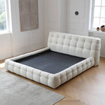 Luxurious White Pine Bed with Faux Lambswool and Silk Floss Comfort my-378