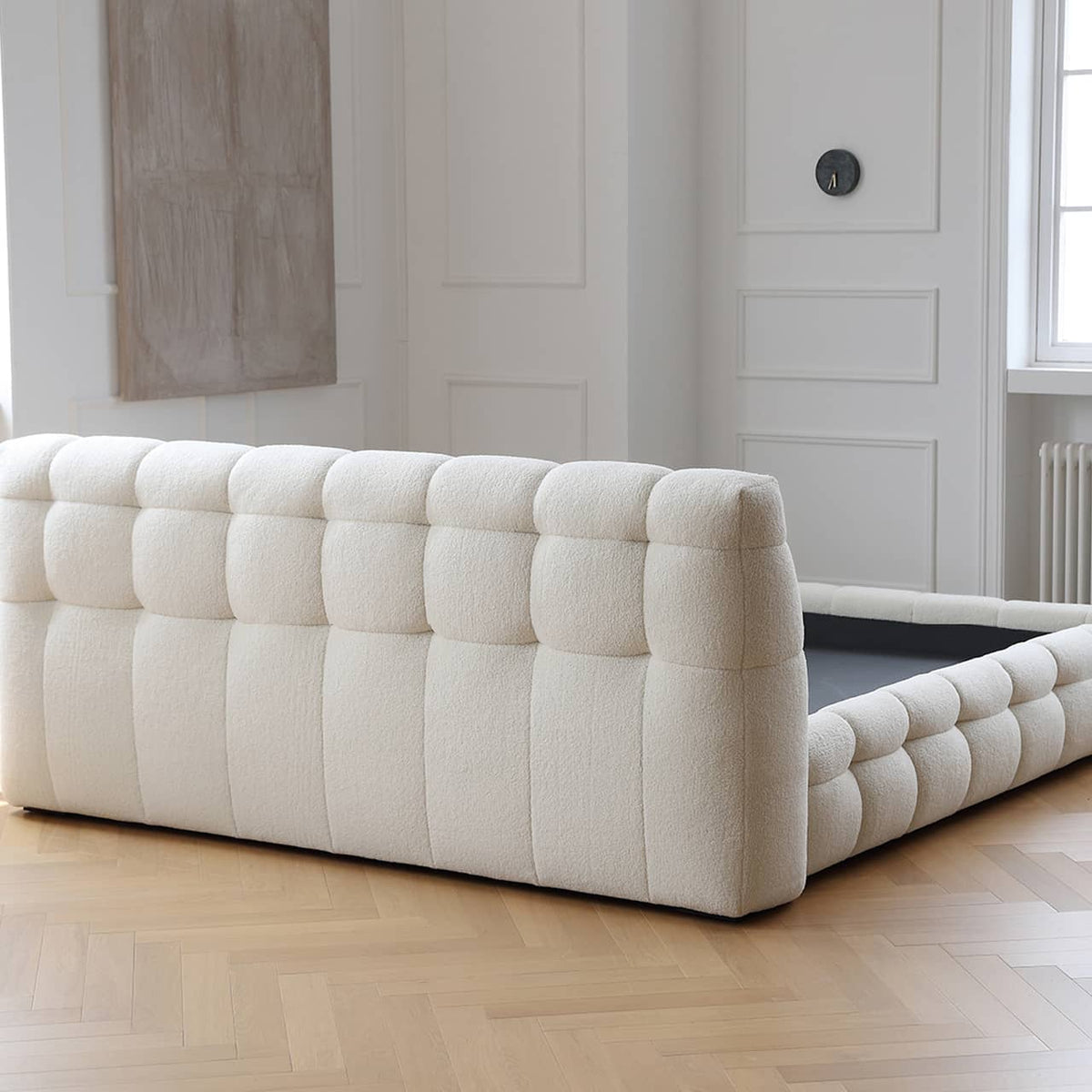 Luxurious White Pine Bed with Faux Lambswool and Silk Floss Comfort my-378