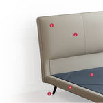 Luxurious Gray Pine Bed with Leather Upholstery and Silky Floss Finish my-379