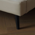 Luxurious Gray Pine Bed with Leather Upholstery and Silky Floss Finish my-379