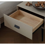 Luxurious Gray Pine Bed with Leather Upholstery and Silky Floss Finish my-379