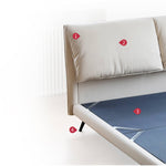 Luxurious Off-White Pine Bed with Premium Leather and Down Upholstery my-380