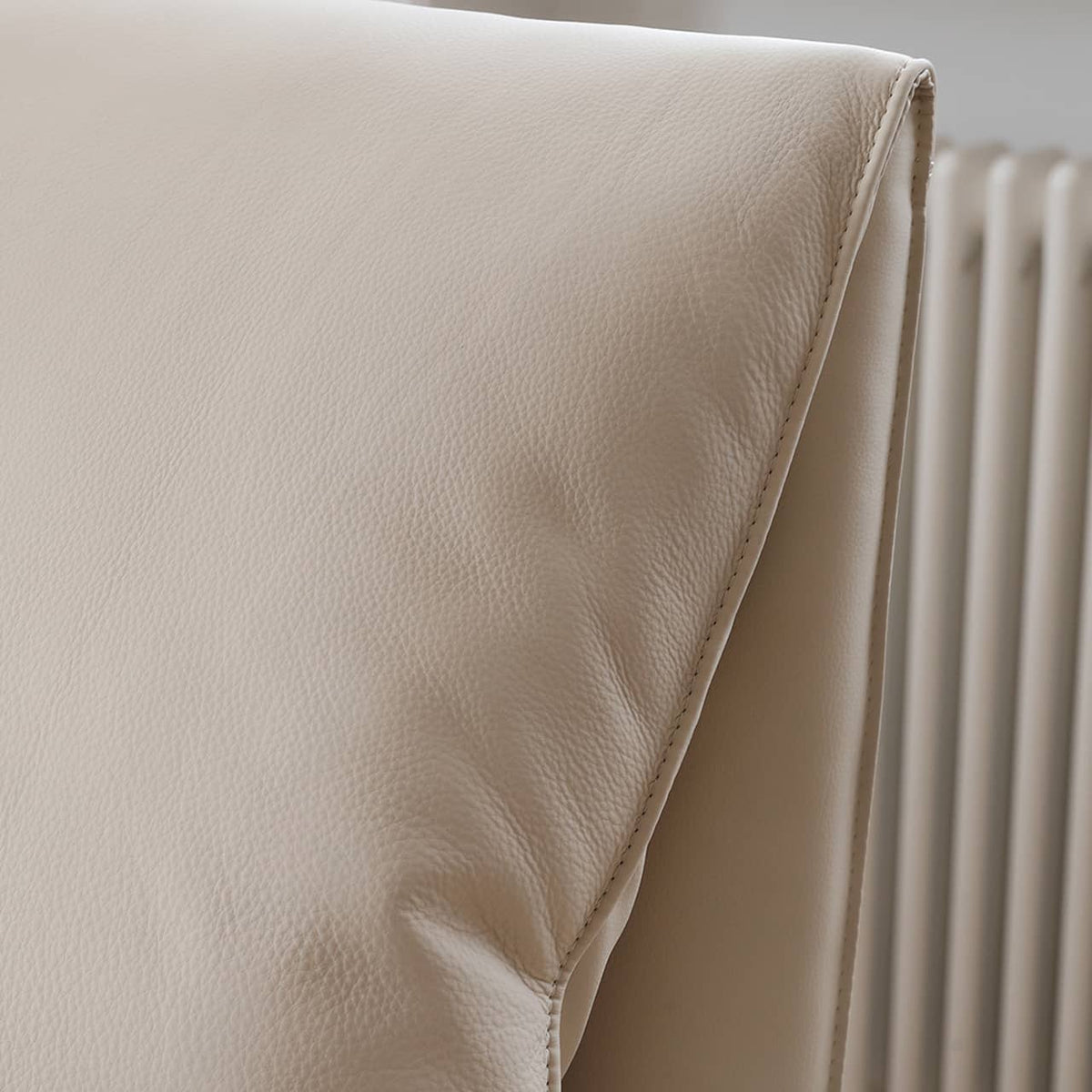 Luxurious Off-White Pine Bed with Premium Leather and Down Upholstery my-380