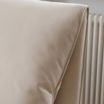 Luxurious Off-White Pine Bed with Premium Leather and Down Upholstery my-380