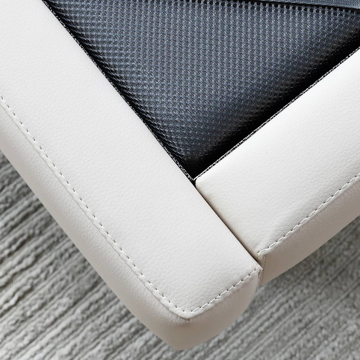 Luxurious Off-White Pine Bed with Premium Leather and Down Upholstery my-380